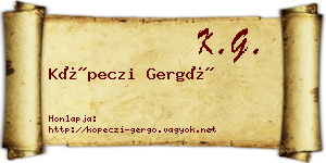 Köpeczi Gergő névjegykártya